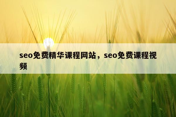 seo免费精华课程网站，seo免费课程视频