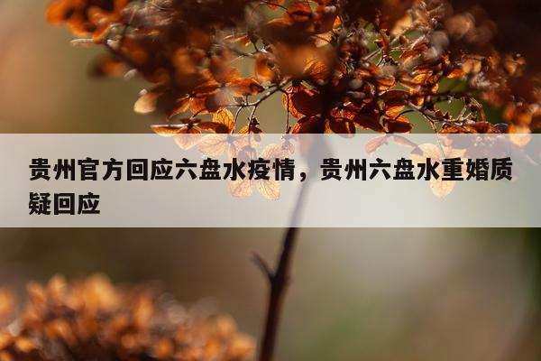 贵州官方回应六盘水疫情，贵州六盘水重婚质疑回应