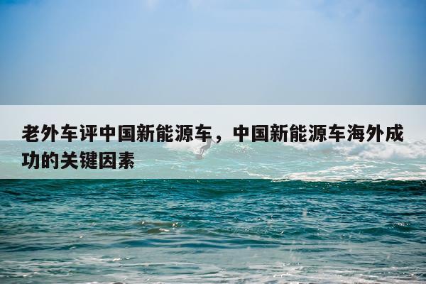 老外车评中国新能源车，中国新能源车海外成功的关键因素