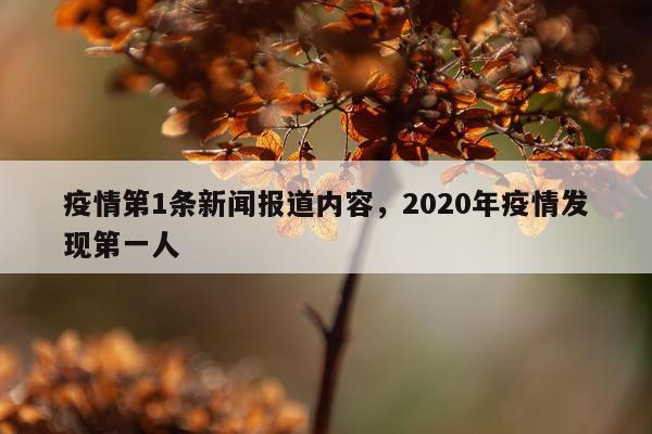 疫情第1条新闻报道内容，2020年疫情发现第一人