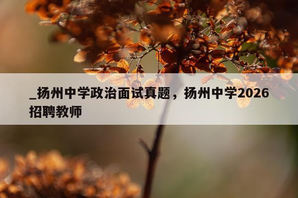 _扬州中学政治面试真题，扬州中学2026招聘教师