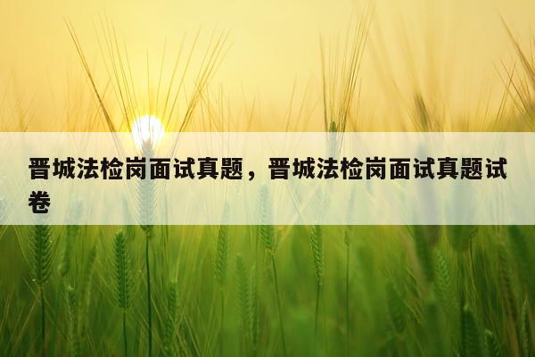 晋城法检岗面试真题，晋城法检岗面试真题试卷