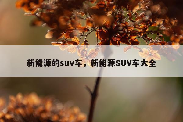 新能源的suv车，新能源SUV车大全