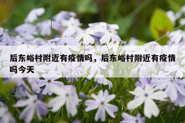 后东峪村附近有疫情吗，后东峪村附近有疫情吗今天