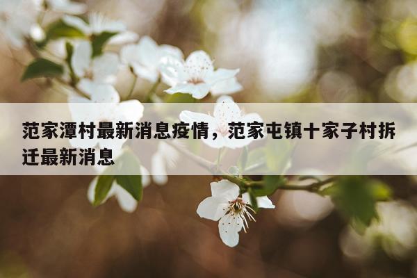 范家潭村最新消息疫情，范家屯镇十家子村拆迁最新消息