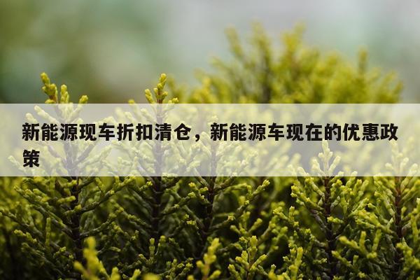 新能源现车折扣清仓，新能源车现在的优惠政策