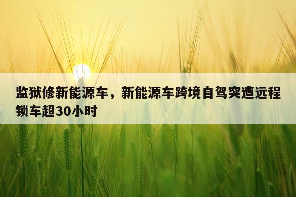 监狱修新能源车，新能源车跨境自驾突遭远程锁车超30小时