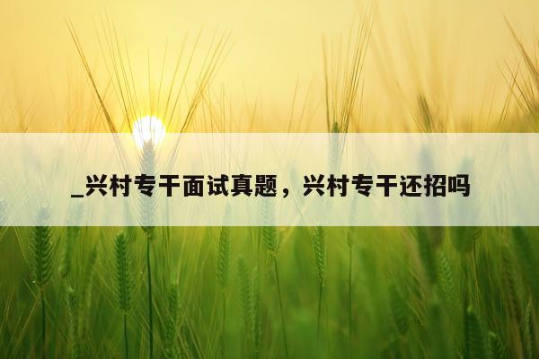 _兴村专干面试真题，兴村专干还招吗