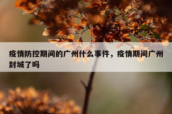 疫情防控期间的广州什么事件，疫情期间广州封城了吗