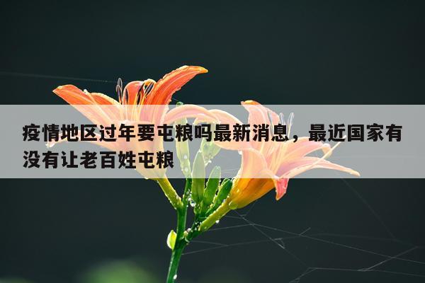 疫情地区过年要屯粮吗最新消息，最近国家有没有让老百姓屯粮