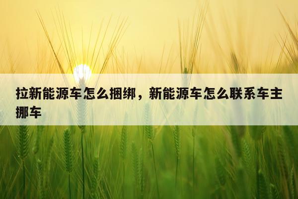 拉新能源车怎么捆绑，新能源车怎么联系车主挪车