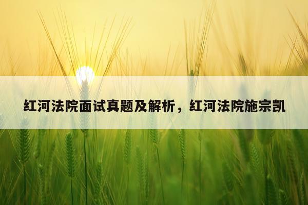 红河法院面试真题及解析，红河法院施宗凯