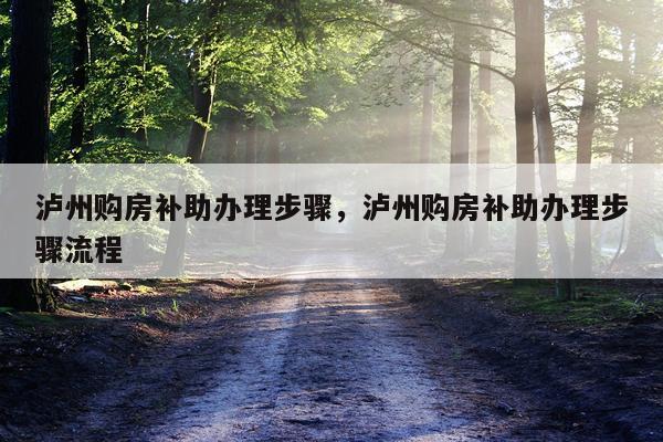 泸州购房补助办理步骤，泸州购房补助办理步骤流程