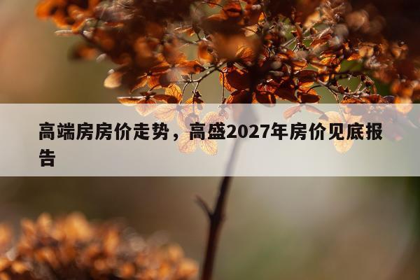 高端房房价走势，高盛2027年房价见底报告