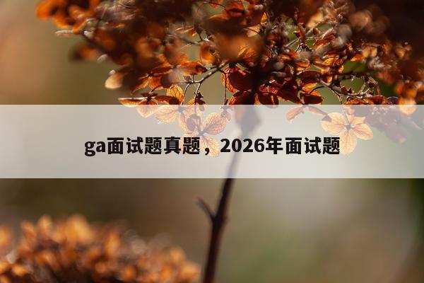 ga面试题真题，2026年面试题