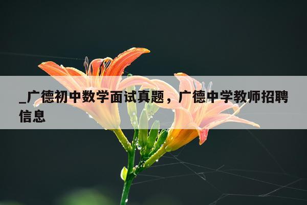 _广德初中数学面试真题,广德中学教师招聘信息