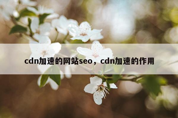 cdn加速的网站seo,cdn加速的作用